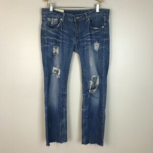 Machine Jeans Distressed Cut Off Ankle Jeans